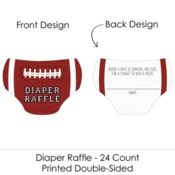 Big Dot Of Happiness End Zone - Football - Diaper Shaped Raffle Ticket Inserts - Baby Shower Activities - Diaper Raffle Game - Set Of 24