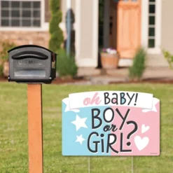 Big Dot Of Happiness Baby Gender Reveal - Team Boy Or Girl Party Yard Sign Lawn Decorations - Oh Baby Boy Or Girl Party Yardy Sign