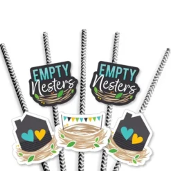 Big Dot Of Happiness Empty Nesters - Paper Straw Decor - Empty Nest Party Striped Decorative Straws - Set Of 24 -Aurora Party Sales GUEST fb6b4e75 7ea8 400f b5ff a4d15fc1aecc