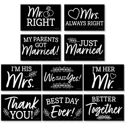 Big Dot Of Happiness Mr. And Mrs. - Photo Prop Signs - Black And White Wedding Or Bridal Shower Announcements - 10 Pieces 6 Big Dot Of Happiness Mr. And Mrs. - Photo Prop Signs - Black And White Wedding Or Bridal Shower Announcements - 10 Pieces - Image 6