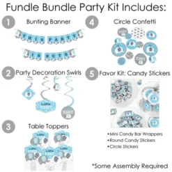 Big Dot Of Happiness Blue Elephant - Boy Baby Shower Or Birthday Party Supplies - Banner Decoration Kit - Fundle Bundle