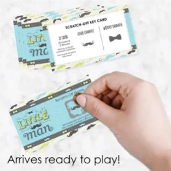 Big Dot Of Happiness Dashing Little Man Mustache - Baby Shower Or Birthday Party Game Scratch Off Cards - 22 Count