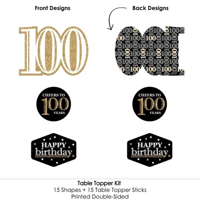 Big Dot Of Happiness Adult 100th Birthday - Gold - Birthday Party Centerpiece Sticks - Table Toppers - Set Of 15 4 Big Dot Of Happiness Adult 100th Birthday - Gold - Birthday Party Centerpiece Sticks - Table Toppers - Set Of 15 - Image 4