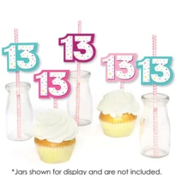 Big Dot Of Happiness Girl 13th Birthday - Paper Straw Decor - Official Teenager Birthday Party Striped Decorative Straws - Set Of 24 -Aurora Party Sales GUEST fe07fe88 f79d 42ff add3 ad7229f752c4