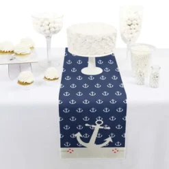 Big Dot Of Happiness Ahoy - Nautical - Petite Baby Shower Or Birthday Party Paper Table Runner - 12 X 60 Inches