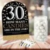 Big Dot Of Happiness Adult 30th Birthday - Gold - How Many Candies Birthday Party Game - 1 Stand And 40 Cards - Candy Guessing Game
